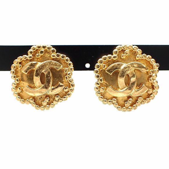 CHANEL Gold Logo Earrings - Picture 1 of 4
